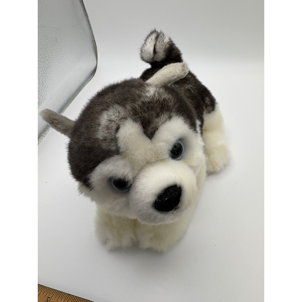 Aurora Miyoni Siberian Husky Puppy Grey White Blue Eyes 10 inch Stuffed Dog